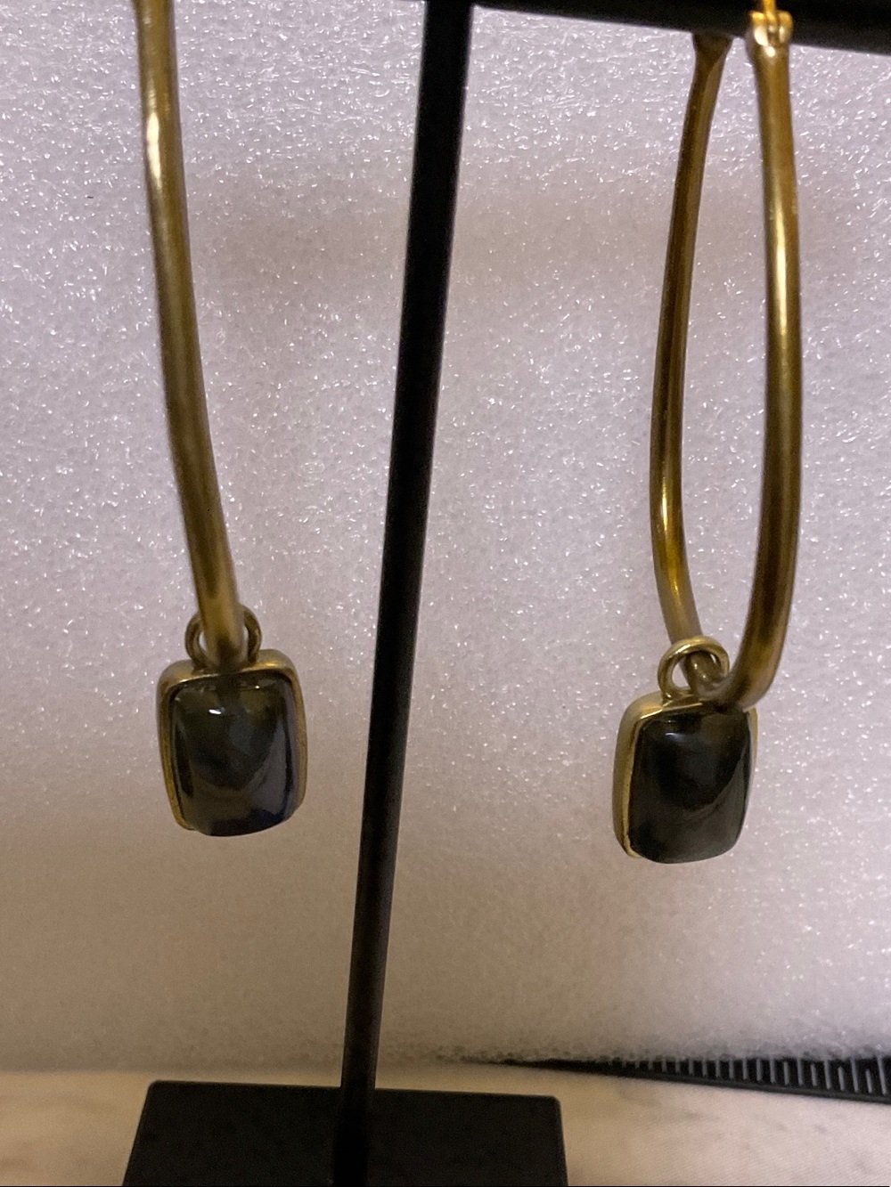 Banana Republic Gold Hoop Earrings with Dark Stone Drops